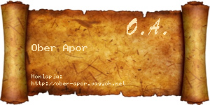 Ober Apor névjegykártya